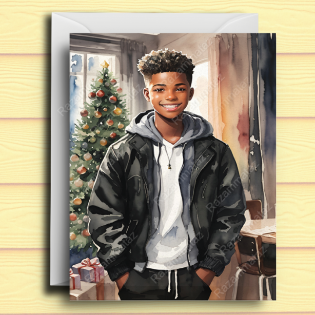 Black Boy V Christmas Card